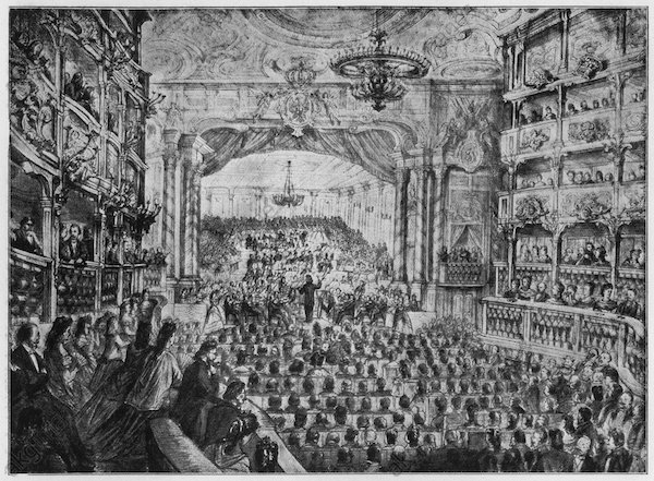 Wagner conducting Beethoven’s 9th Symphony at the Margraves Opera House in Bayreuth in 1872.