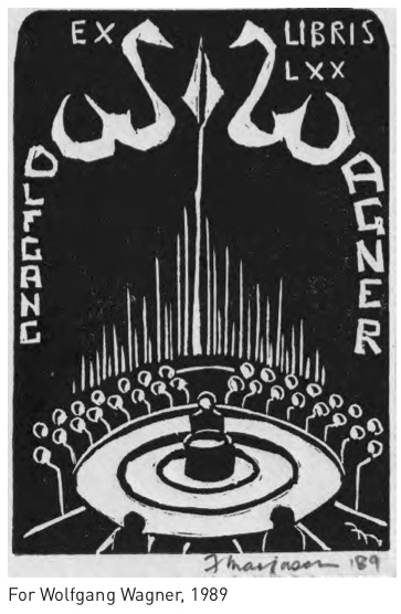 Bookplate marking Wolfgang Wagner’s 70th birthday
